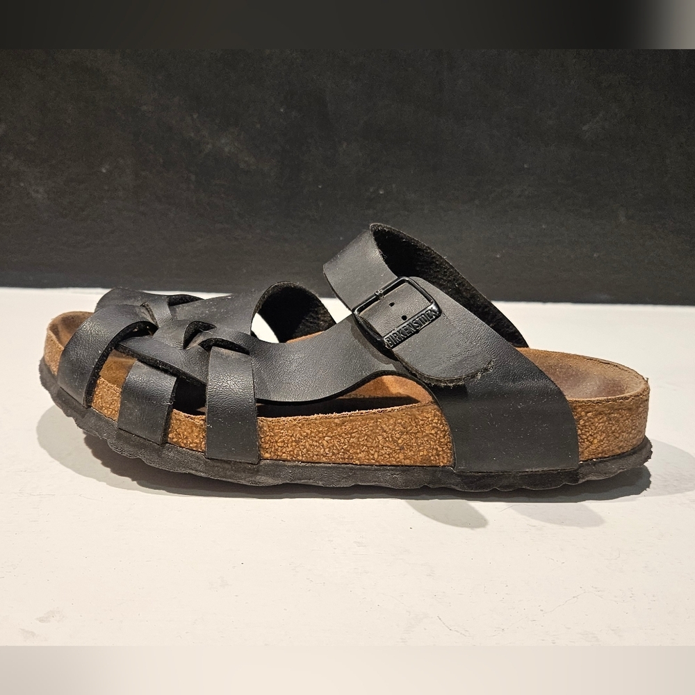 Birkenstock Pisa Sandals Black Leather Adjust Cross Strap Women’s 37 US 6–6.5 - Picture 9 of 16